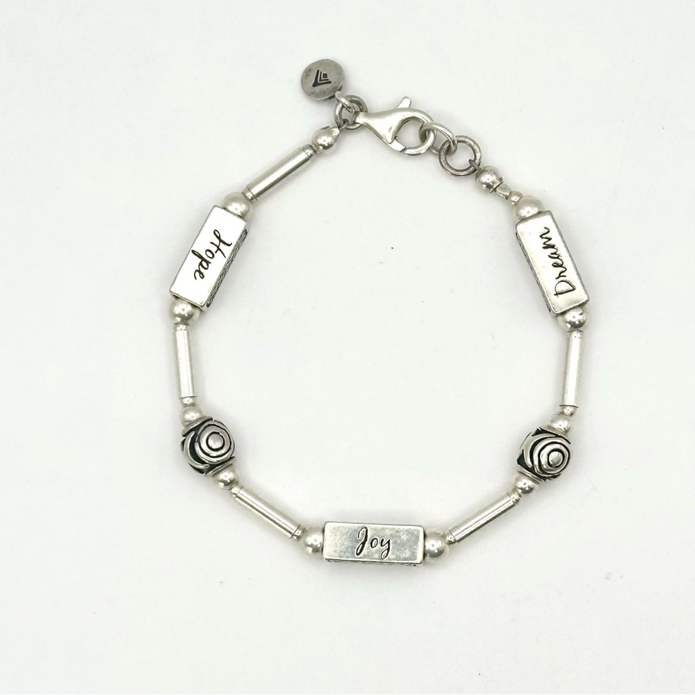 Silpada Retired B1913 Sterling Silver “Hope, Joy, Dream” Bead Bracelet